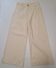 Maeve Anthropologie Cream Collette Linen Pants Size 30 Wide Leg High Rise-City