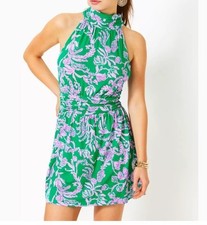 Mameluco con falda Lilly Pulitzer Wyota -L-barra de arena salada verde brasileña nueva con etiquetas en paquete