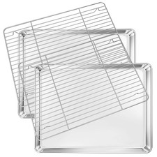 Baking Sheet with Rack Set 2 Sheets  2 Racks , Stainless Steel Baking Pan C...