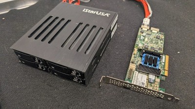 Adaptec ASR-6805 PCIe x8 512MB 8port RAID, iStarUSA BPU-124V2-SS 2.5'' 4-Bay Cage