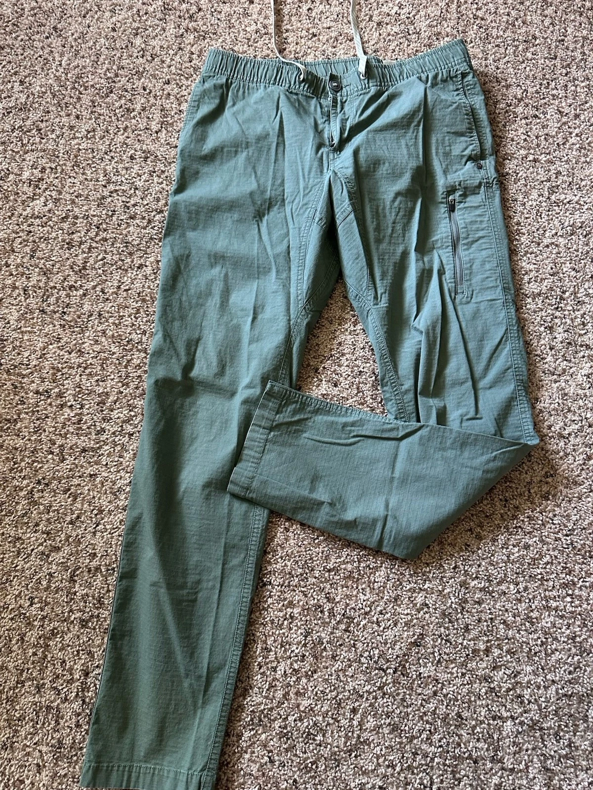 Vuori Pants Mens Large Green Performance Ripstop Chino Zip Stretch Barley Use