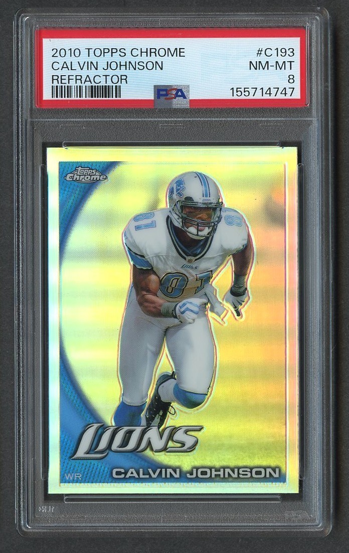 2010 Topps Chrome Refractor CALVIN JOHNSON #C193 PSA 8 NM-MT Detroit Lions