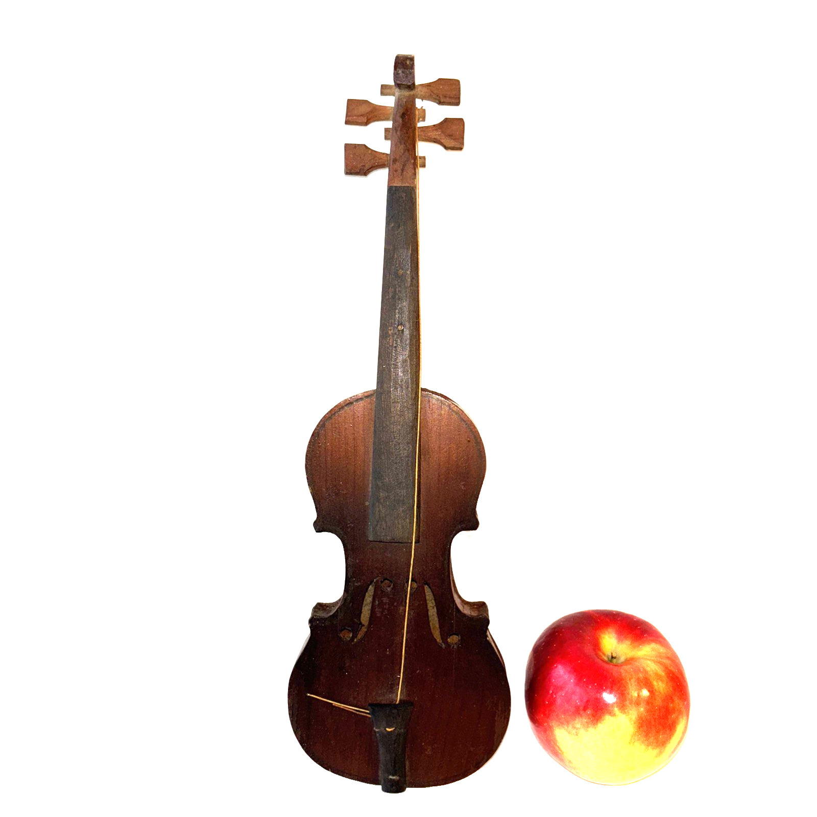 Antique Hand Made Toy Violin Fiddle Wooden Miniature 13" Needs Strings No Bow