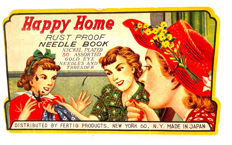 Happy Home Vintage Antique Promotional Sewing Needle Book Advertising Card