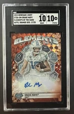 2023 Bowman U Best Drake Maye Elements Of The Game Auto Orange /25 SGC 10/10