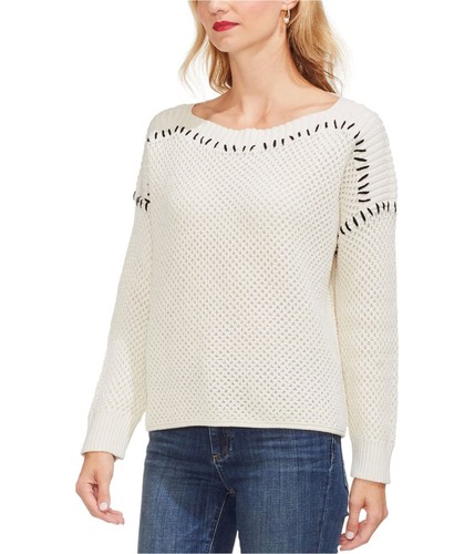 Vince Camuto Womens Contrast Stitching Pullover Sweater