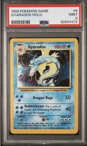 Pokemon Gyarados Base Set Unlimited Holo Rare #6 PSA 9 Mint