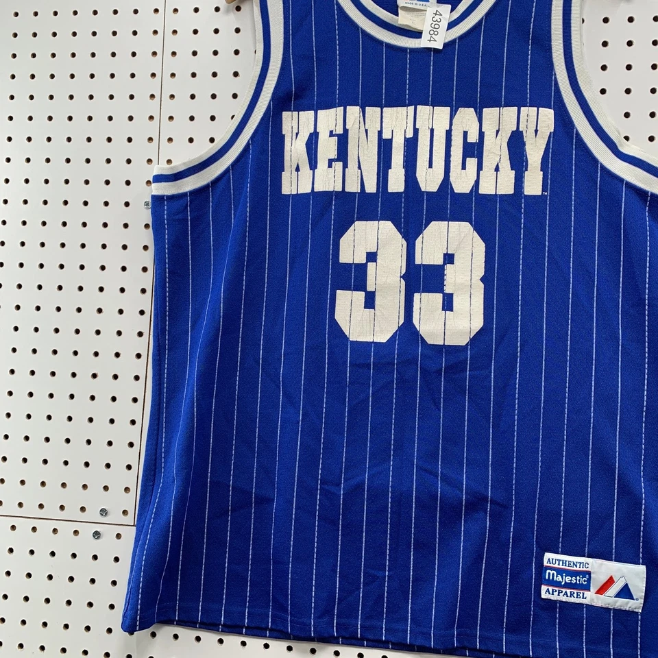 复古肯塔基野猫队 #33 球衣男式 XL 蓝色条纹罗恩·默瑟 美国制造 — 第 3/4 张图片