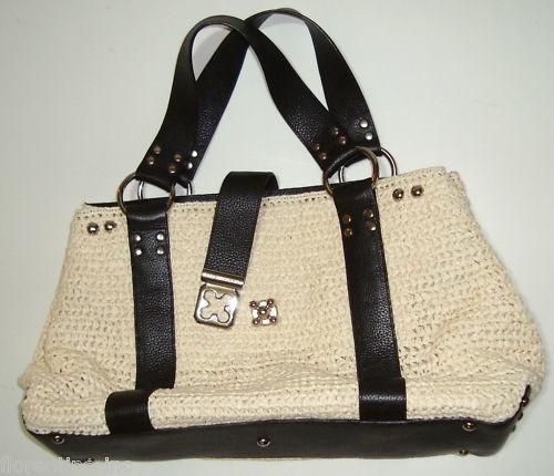BEAUTIFUL BCBGMAXAZRIA STRAW&LEATHER TOTE BAG - Picture 6 of 10