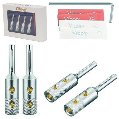 4stk Viborg Reines Kupfer Versilbert Bananenstecker Lautsprecherkabel Terminal