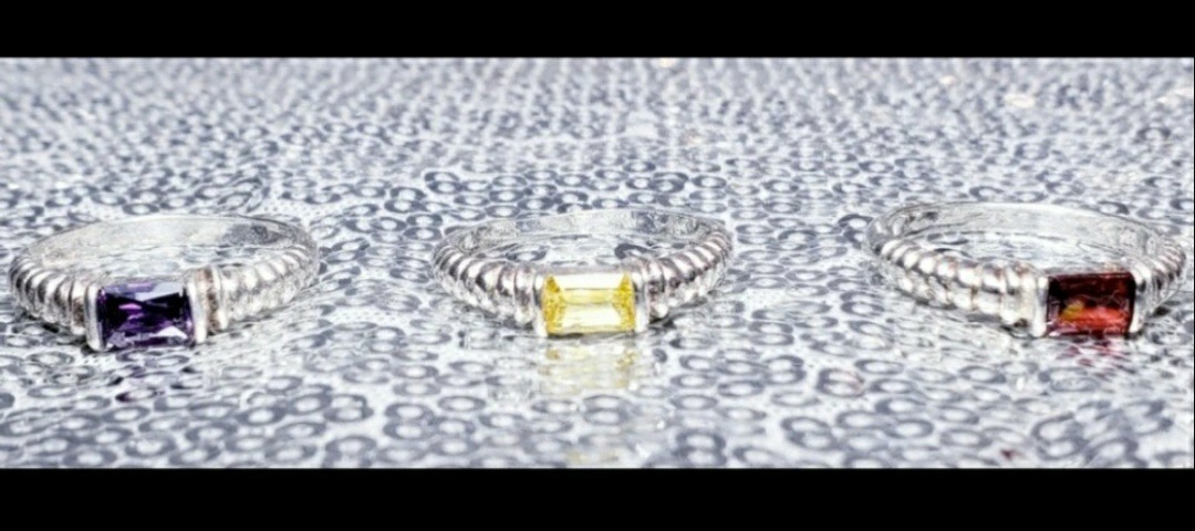 Stackable Sterling Silver Ring Set, Size 8, Semi-… - image 3