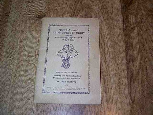 Third Annual Elks Frolic 1925 Of Program - Phillips NJ Lodge No 395   PB 1925 - Picture 1 of 3