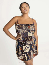 CIDER Mini/Mid dress Floral Leaf Foliage Lettuce trim Plus Size