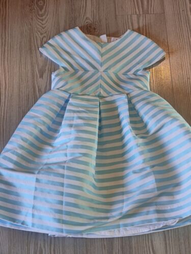 Jacadi Girls Blue & White Striped Cap Sleeve Party Dress Size 8 - Picture 1 of 12