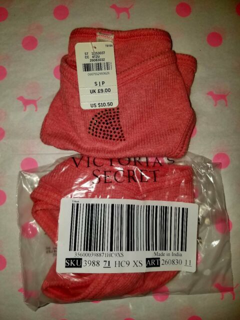 NWT Victoria's Secret PINK V-Cut Ribbed/Smooth Cotton Thong Panty - XS