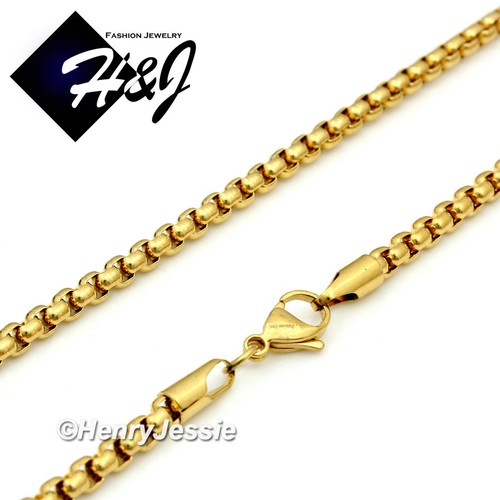 18-36"MEN Stainless Steel 3mm Gold Plated Box Chain Ankh Key Cross Pendant*GP106 - 第 5/6 張圖片