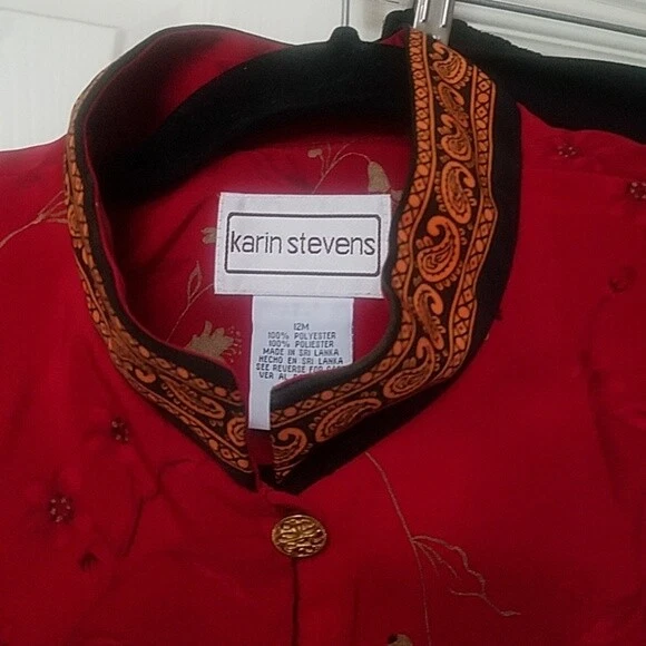 Precioso conjunto de chaqueta y pantalones Karin Stevens estilo mandarín de 2 piezas nuevo con etiquetas talla 12M ¡BONITO!!  Foto 3 de 4