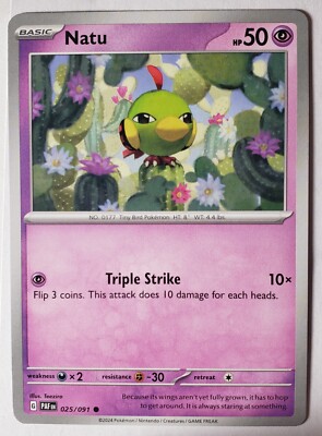 Natu 025/091 NM / M - Paldean Fates Pokemon Card $2 Combined Ship - Teeziro  Art | eBay