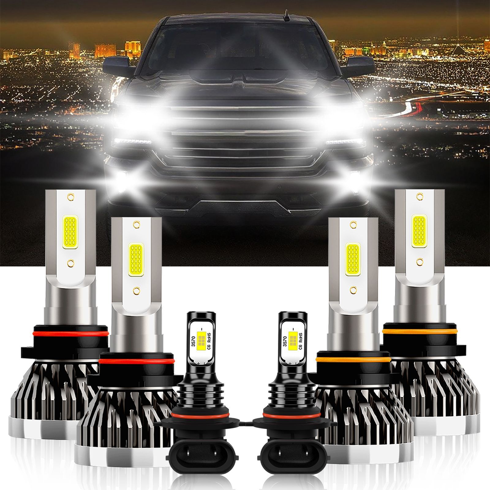 LED Headlight Kit Fog light Bulb For Chevrolet Silverado 3500 Classic 2007-2007