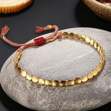 2pcs Tibetan Copper Bead Bracelet Set Lucky Wealth Protection Energy Unisex Gift