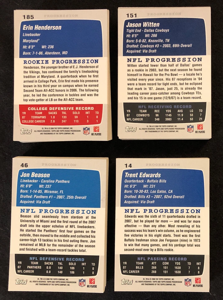 2008 Topps Rookie Progression Football Cards Singles You Pick - Image 2 of 2