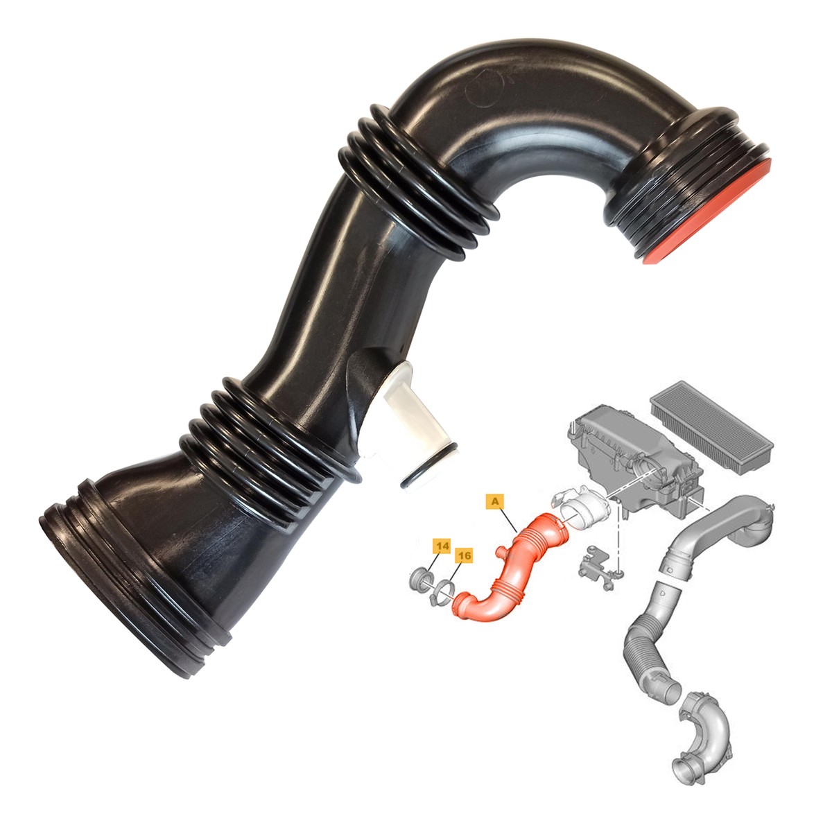 Joint Turbo 1.6 HDI Pour Peugeot/Citroën - Référence 1434C8, Diamètre 6 Cm, En Caoutchouc Durable