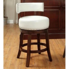 Furniture of America Tendel Faux Leather 24-inch Bar Stool in White (Set of 2)