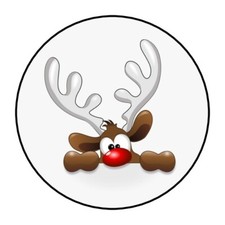 30 CUTE REINDEER CHRISTMAS ENVELOPE SEALS LABELS STICKERS 1.5" ROUND