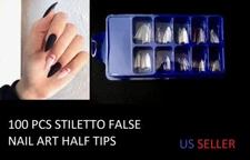 100 PCS Stiletto UV Gel Half Style False Nail Tips Fake Nails Beauty Tools