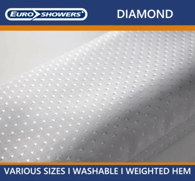 White Diamond Fabric Shower Curtain Weighted Extra Wide Large Long Short