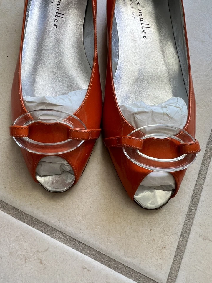 Новый с ярлыками $228 Anthropologie BETTYE MULLER лакированная кожа балерины плоскостях 39 оранжевый - Изображение 3 из 4