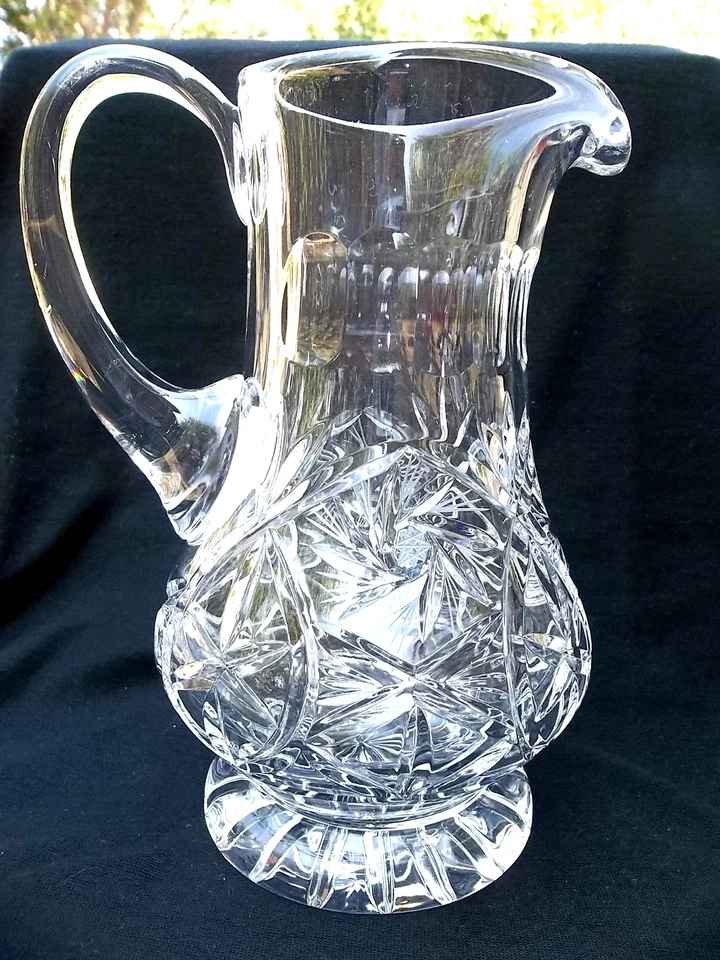 JARRA DE AGUA DE VIDRIO CORTADA ESTILO ÉPOCA BRILLANTE AMERICANA Foto 2 de 4