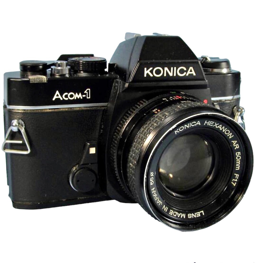 Konica Acom-1 35mm Film SLR Camera w/ Hexanon AR 50mm F1.7
