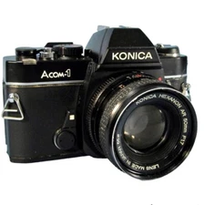 Konica Acom-1 35mm Film SLR Camera w/ Hexanon AR 50mm F1.7! Working fine