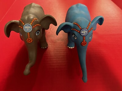 Elephant Toy The Ringling Brothers Circus Show On Earth Gray & Blue Rubber Lot 2