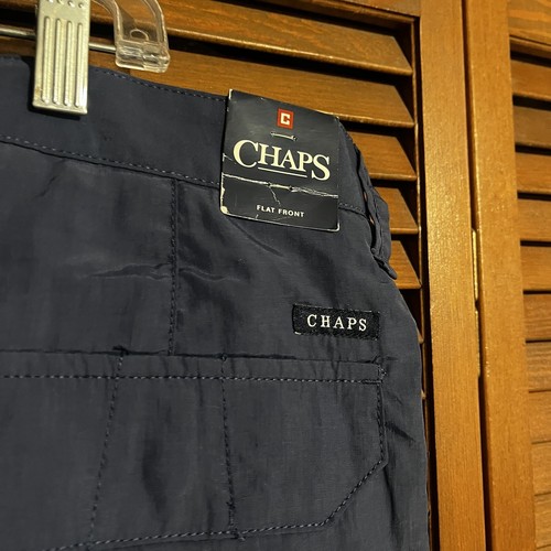 CHAPS Shorts Men's 42 x 9 Blue Cargo Zip Nylon Flat Front Belted Logo New - Picture 6 of 13