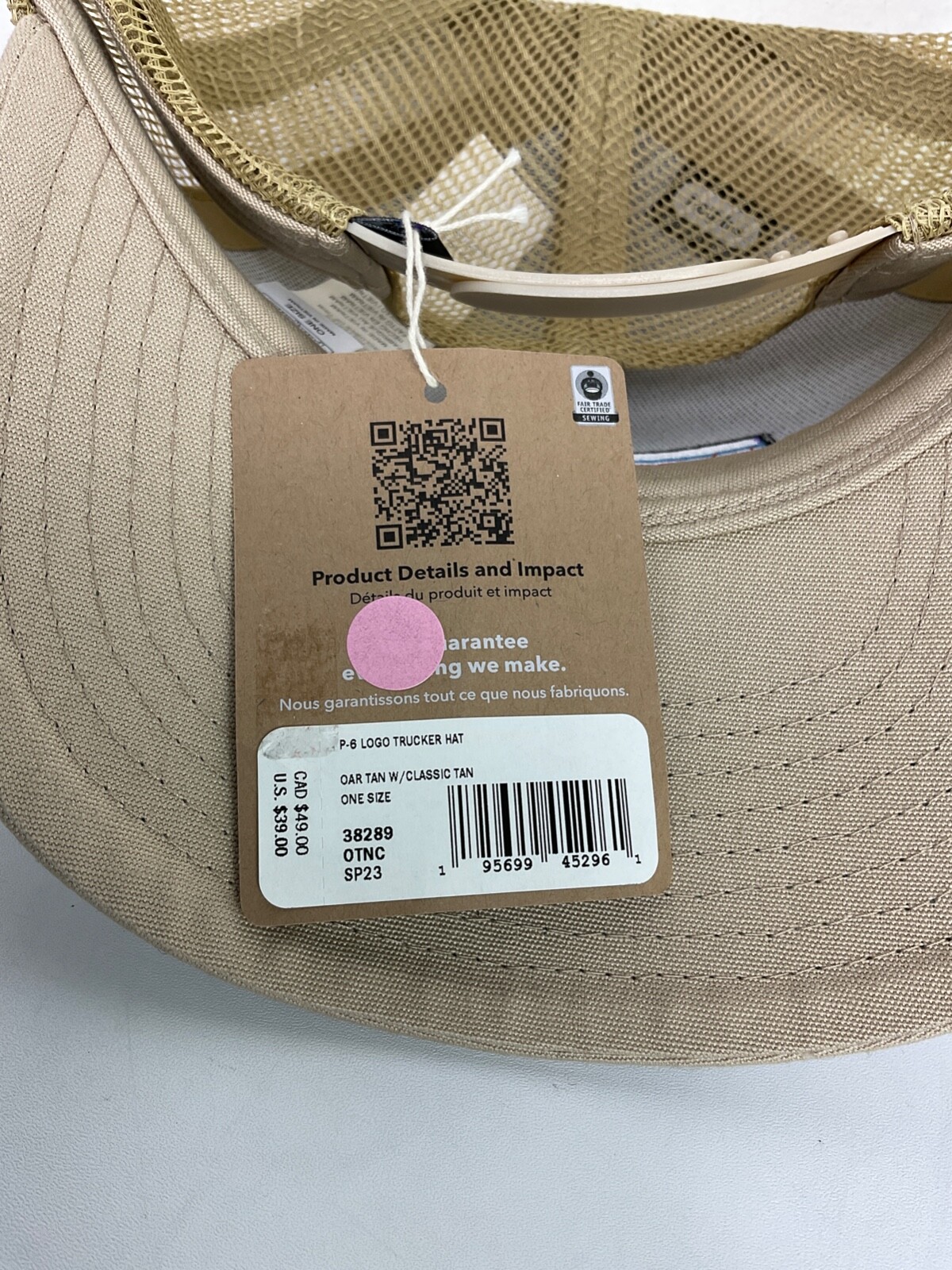 Patagonia P-6 Logo Trucker Hat Unisex Oar Tan OS NWT