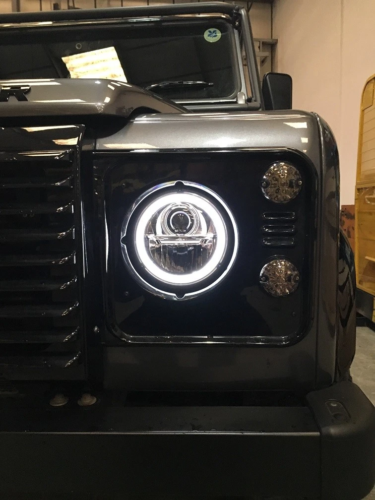 Wipac Land Rover Defender Pair 7 LED Black Headlights S7097LED