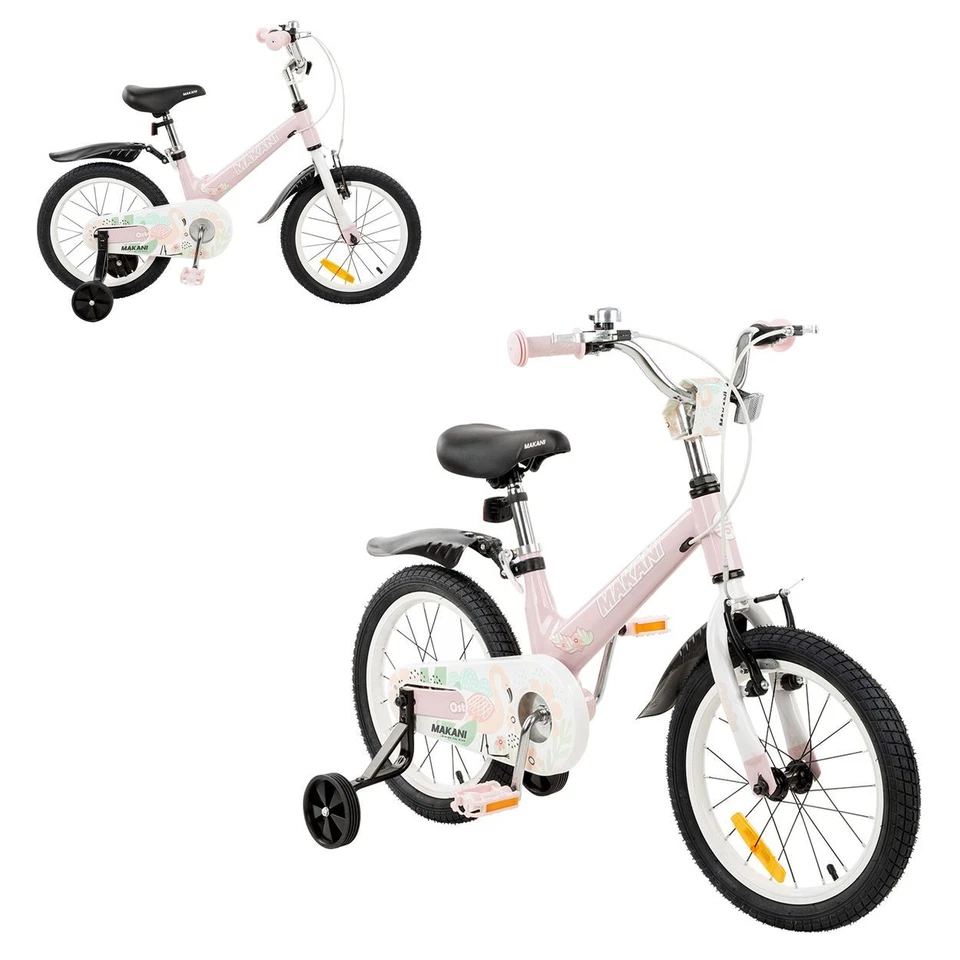 Makani Kinderfahrrad Ostria 16 Zoll, Sitz und Lenker verstellbar, Stützräder