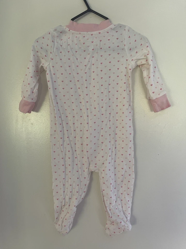 Koala Baby Girls Colorful Heart Print 100% Cotton Zip-Up Sleep & Play White 3-6M - Image 4 of 4