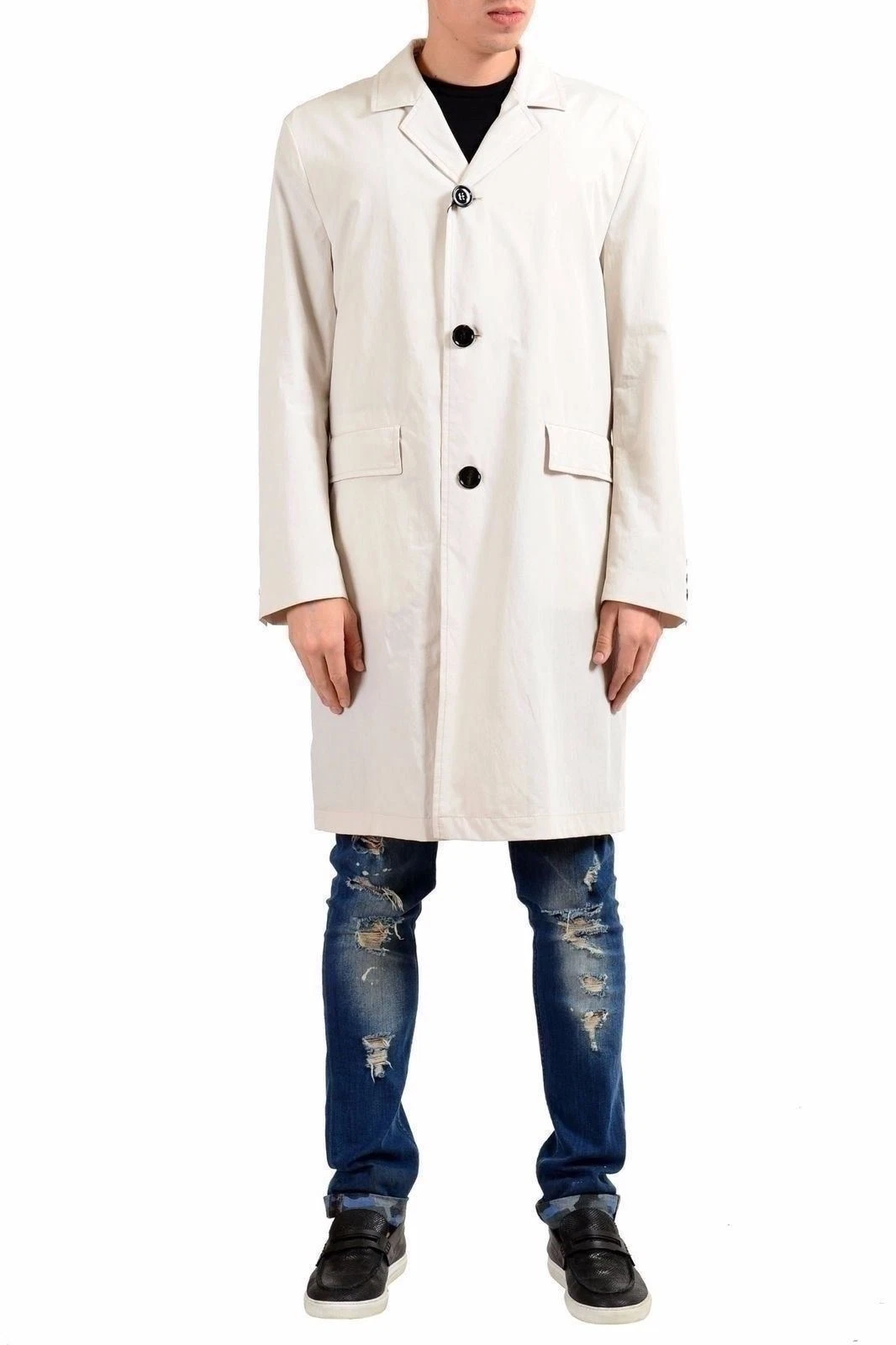 OFF WHITE Hugo Boss ""Gambit"" Cappotto trincea bianco da uomo US S IT 48