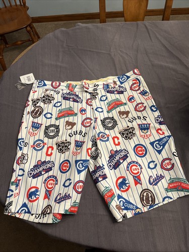 Chicago Cubs Shorts Loudmouth Golf Shorts Baseball MLB Blue White Men's 36