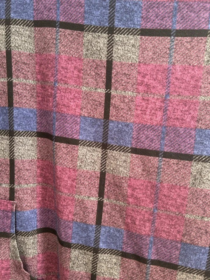 Poncho STAN HERMAN Púrpura Cuadros Súper Suave Lujo Tejido Media Cremallera Bolsillos - Más 1X Foto 3 de 4