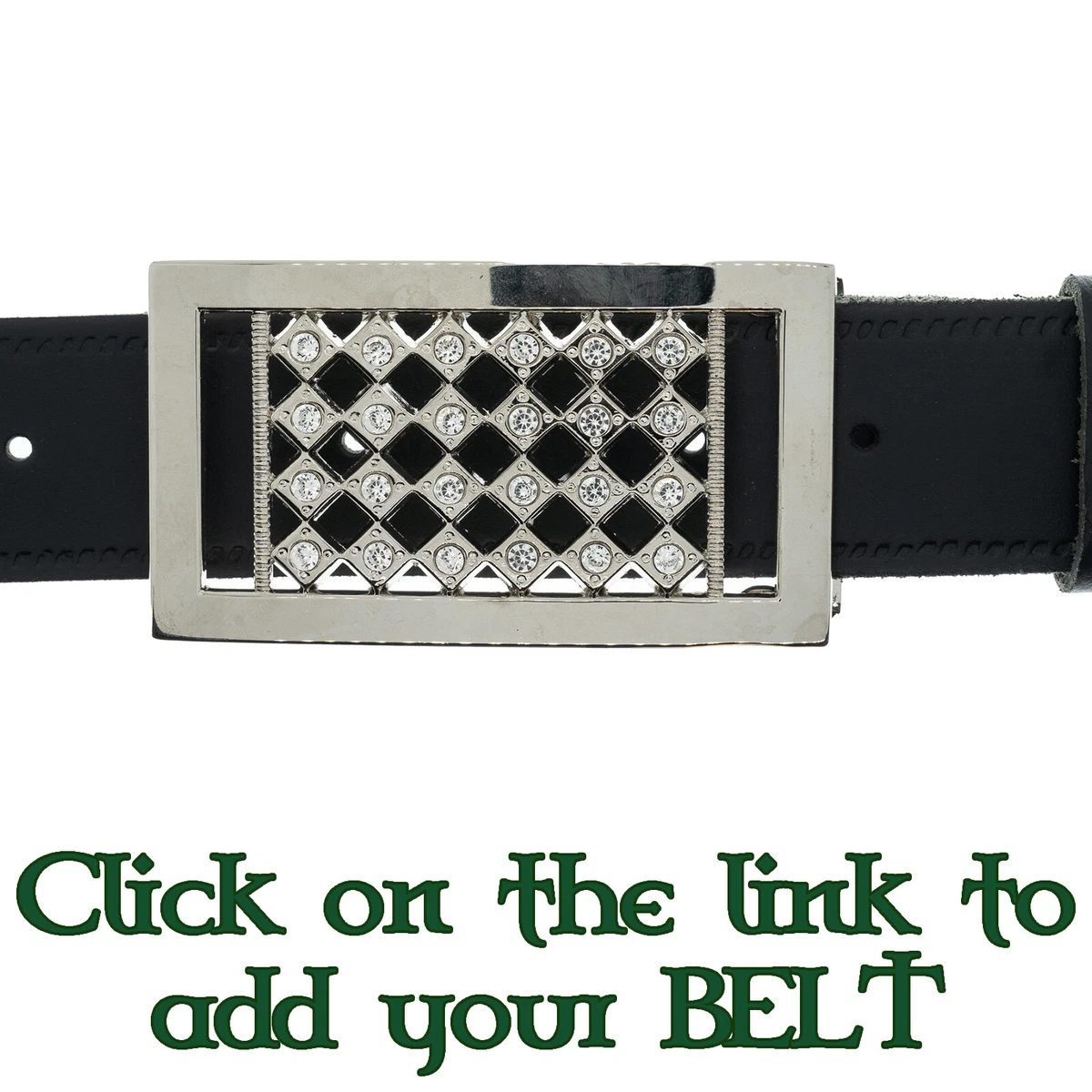 Rectangle Diamante Rhinestone Effect Diamond Belt Buckle Biker Metal Mens  Womens