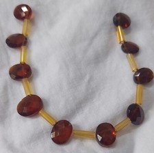 10 Deep Orange Spessartite Mandarin Garnet Faceted Flat Oval Shaped Beads USA