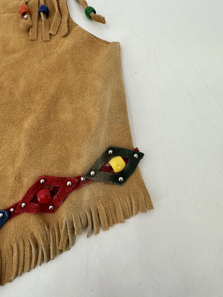 Vtg John R. Craighead Outfit Costume Vest Skirt Fringe Youth LARGE Brown - Image 4 of 4