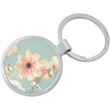 Pink Blossom Flower Keychain - Includes 1.25 Inch Loop for Keys or Backpack