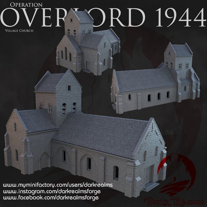Dark Realms - Overlord 1944 - Iglesia del pueblo Segunda Guerra Mundial sobremesa como Bolt Action o similar