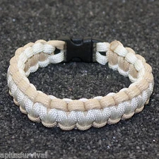Beige & White - 550 lb Type III Paracord Survival Rope Bracelet Made in the USA