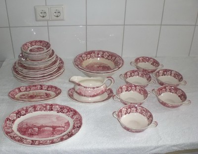 Thames River Scenes Palissy Pottery England 34 Teile